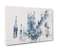 York Minster Watercolour Canvas Print | Gallery Wrapped 30mm Frame Wall Art | 30x20 inches | Ready to Hang | Modern Picture | Living Room Bedroom Lounge Office