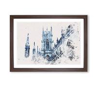 York Minster Watercolour Framed Wall Art Print A2 Walnut