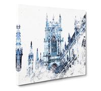 York Minster Watercolour Modern Canvas Wall Art Print Ready to Hang, Framed Picture for Living Room Bedroom Home Office Décor, 14x14 Inch (35x35 cm)