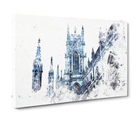 York Minster Watercolour Modern Canvas Wall Art Print Ready to Hang, Framed Picture for Living Room Bedroom Home Office Décor, 20x14 Inch (50x35 cm)