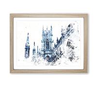 York Minster Watercolour Modern Framed Wall Art Print, Ready to Hang Picture for Living Room Bedroom Home Office Décor, Oak A4 (34 x 25 cm)