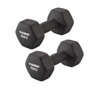 York Neoprene Hex Dumbbells 2 X 10Kg Pair