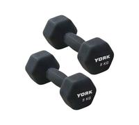 York Fitness Single Neoprene Hex coating Dumbbell, Black, 5KG