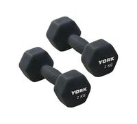 York Fitness Single Neoprene Hex coating Dumbbell, Black, 2KG