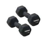 York Neoprene Hex Dumbbells Pair - 2 X 1Kg For Home Gym And Workouts