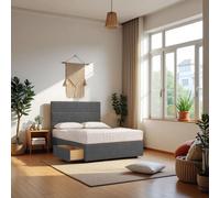 York Princess Sprung Divan Bed with 4 Drawers & Headboard Plush Knight Sleep Grey Super King