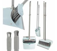 YORK Quick Broom with Long Handle, 85 x 25 cm, Sweeper and Dustpan Combo Excellent Dust Absorption Dusting Shovel Set Handy Tight to the Base - Mint