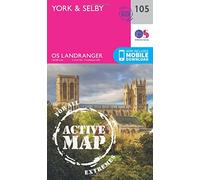 Landranger Active 105 York & Selby Map With Digital Version - Pink, Pink One Size