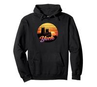 York UK Cathedral Sunset Vintage City Skyline Design Pullover Hoodie