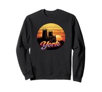 York UK Cathedral Sunset Vintage City Skyline Design Sweatshirt
