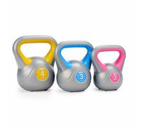 York Vinyl Kettlebell Set 2Kg, 3Kg And 4Kg - Colour-Coded With Ergonomic Handles And Cushioned Feet