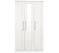 York White 3 Door Tall Triple Wardrobe - 1 Mirror