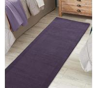 York Wool Rug for Living Room Dining Bedroom Hand Made Modern Bordered Quality Soft Plain Rug Purple Runner L240xW68 cm (L7'10"xW2'3")