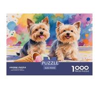 Yorkie And Ice Cream | Cute Jigsaw Puzzle 1000 Pieces, Fun & Challenging Educational Game, Relaxing Toy for Adults & Children, Exquisite Home Art Decor | Gift 70x50cm/1000pcs