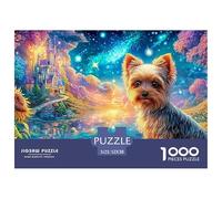 Yorkie by A Glowing Castle at Starry Dusk 1000-Piece Jigsaw Puzzle Cute Pet Dog Great for Game Nights, Adults & Kids 52x38cm/1000pcs