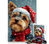 Yorkie Christmas Portrait 1000 Teenager Pieces Jigsaw Puzzle Brain Development Unwind Easily Clean Join Warm Xmas Gift (38x52cm)