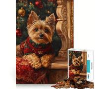 Yorkie Christmas Portrait Adult Jigsaw1000 Pieces Mind Boost Game Premium Laser Cut Quality Relaxing Indoor Group Activity (50x75cm)