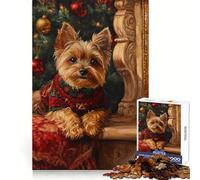Yorkie Christmas Portrait Jigsaw 1000 Pieces for Teenagers Cognitive Boost Slow Leisure Tight Lock Thoughtful Xmas (50x75cm)