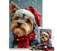 Yorkie Christmas Portrait Jigsaw Puzzle for Adults 1000 Pieces Mind Power Restful Escape Uniform Edges Best Gift (50x75cm)