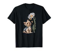 Yorkie Dog Daisy Flowers and Heart Memorial Design T-Shirt