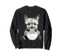 Yorkie Dog Eating Ramen Instant Pasta Sketch Art Sweatshirt