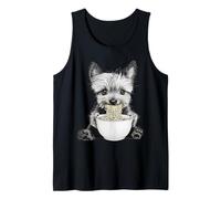 Yorkie Dog Eating Ramen Instant Pasta Sketch Art Tank Top