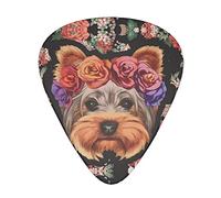 Yorkie Dog Floral Advanced guitar pick 12 pieces Three thicknesses for bass, electric guitar, acoustic guitar bag