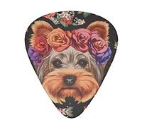 Yorkie Dog Floral Advanced guitar pick 12 pieces Three thicknesses for bass, electric guitar, acoustic guitar bag