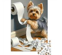 Yorkie Dog Mess Toilet Paper 1000 Piece Thick Cardboard Classic Jigsaw Puzzle Adults Educational Challenge Beautiful Decoration Value Pack 52x38cm/1000pcs