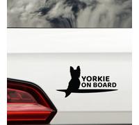 Yorkie Dog on Board Fun Waterproof Car Sticker - Easy to Apply - Gifts for Yorkshire Terrier Lovers (Black)