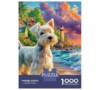 Yorkie Dreams 1000 Piece Recycled Cardboard White Dog at Coast Puzzle, Concentration Training, Personalised Gift, Wall Decor & After-School Fun 52x38cm/1000pcs