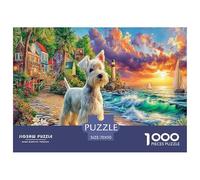 Yorkie Dreams Impossible Hard Difficult Challenging 1000 Piece Puzzle - Poodle Colorful Coastal Path for Adults Decompression Great Gift Idea70x50cm/1000pcs