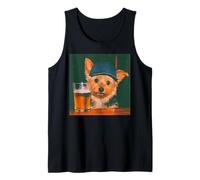 Yorkie Drinking Beer Funny Dog Meme Owner Vintage Cool 90s Tank Top