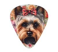 Yorkie Floral 12 Pack Guitar Plectrums With Storage Case, 0.46/0.71/0.96mm, Including Thin, Medium Thick Guitar Plectrums For Electric Guitars Bass Ukulele