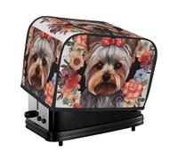 Yorkie Floral 2 Slice Toaster Covers Quilted Bread Maker Cover Small Appliance Cover With Handle For Home Table Kitchen Decor
