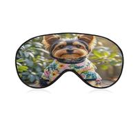Yorkie Floral Eye Mask Sleep Mask for Side Sleeper Women Men Pressure-Free & Light Block-Out Blindfold Soft Comfortable Eye Covers Breathable Blindfold Adjustable