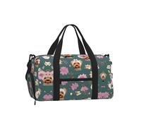 Yorkie Floral Pattern Print Handheld Crossbody Sports Luggage Bag