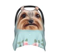 Yorkie Floral Pink Bow Baby Car Seat Cover Soft Baby Nursing Cover Infant Carseat Stroller Cover for Girls and Boys