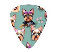 Yorkie Floral Print 12 Pcs Guitar Picks Fit Lovers 3 Different Thickness 0.46 0.71 0.96mm