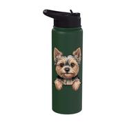 Yorkie Funny Peeking Yorkshire Terrier Pocket Puppy Dog Stainless Steel Insulated Water Bottle