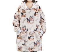 Yorkie Gifts for Yorkie Lovers & Dog Mom, Wearable Blanket Hoodie, Oversized Wearing Blanket with Two Large Pocket for Birthday & Christmas, Yorkie, One size