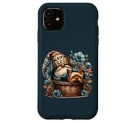 Yorkie Grandpa Gnome In A Dog Basket With Floral Blue Flower Case for iPhone 11