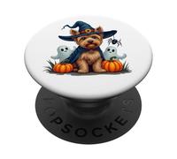 Yorkie, Halloween, Yorkshire Terrier, Witch's Hat PopSockets Adhesive PopGrip