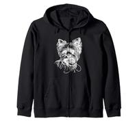 Yorkie Line Art Dog Fan Zip Hoodie