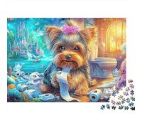 Yorkie Makes Mess with Toilet Paper 1000Pc Jigsaw Puzzle Cute Dog Perfect for Family Puzzle Nights, Adults & Kids 70x50cm/1000pcs
