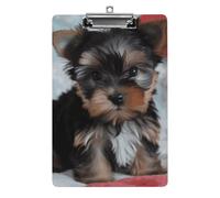 Yorkie Puppy Clipboard Retractable Hanging Tab Clip Board Plastic Clipboard Nursing Clipboards Nurse, Doctor, Cute Design for Standard Size 12.5 X 8.5Inch