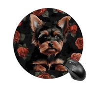 Yorkie Puppy Mouse Pad Round Laptop Mouse Mat Cute Computer Mousepad Keyboard Pad Non-Slip Desk Pads for Gaming Office Work Home