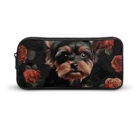 Yorkie Puppy Pencil Case - Large Aesthetic Makeup Bag Multi-Purpose Pencil Pouch Cute Cosmetic Bag with Zipper Closure for Office, Home, Study & Travel