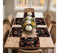 Yorkie Puppy Placemats 30x45cm*6 Linen Heat Resistant Placemats Waterproof Table Place Mats Washable Wipeable Outdoor Placemat for Kitchen Dining Room Table Decorations