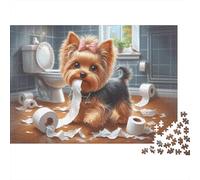 Yorkie Puppy Toilet MessJigsaw Puzzle Animal Eco Friendly Paper Adult Decompression Wall Art Birthday Gift 1000 Pieces 52x38cm/1000pcs